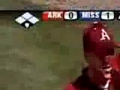 Baseball player fake being hit by pitch